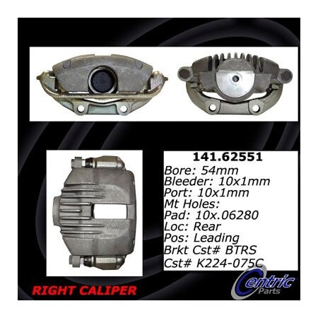 Centric Semi-Loaded Brake Caliper, Parts, 141.62551 141.62551